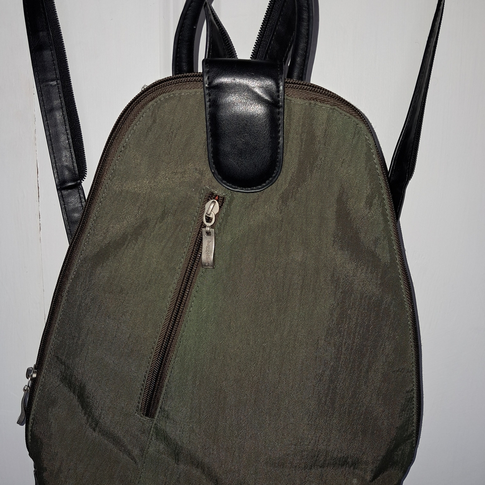 Olive Green Backpack with Black Accents